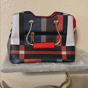 Stylish Red and Black Plaid Women's Bag